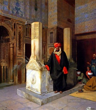 アラブ Painting - 墓での祈り ルートヴィヒ・ドイツ・オリエンタリズム・アラベール